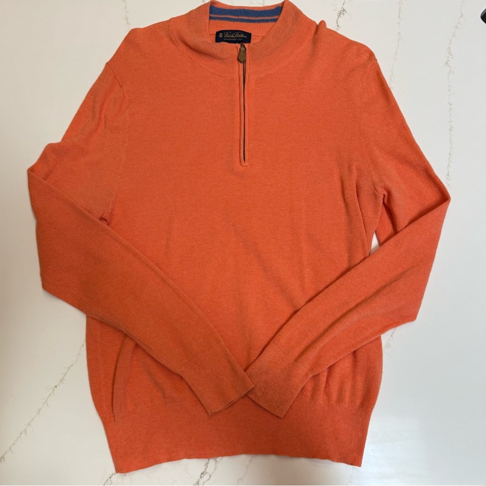 Brooks Brothers Orange Zip-Up Sweater size medium Like NEW